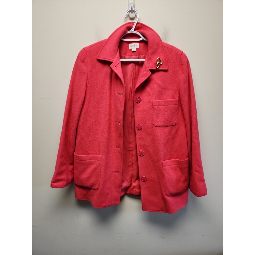 Vintage NEIMAN MARCUS Jacket Coat 100% Wool Size M Pink Lined Pocket USA - Picture 1 of 8